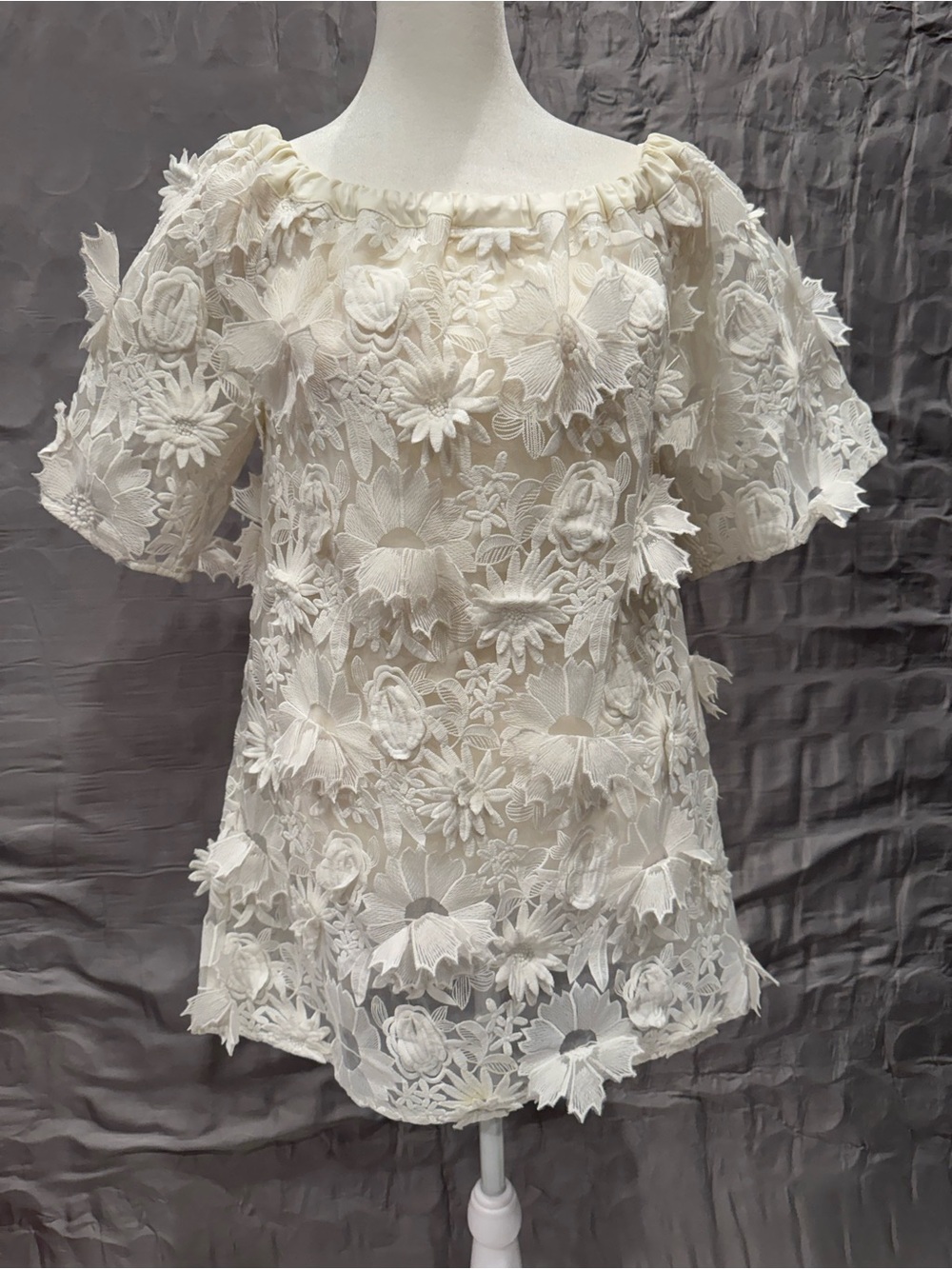 Alexis Cream 3D Floral Lace Off-Shoulder Blouse